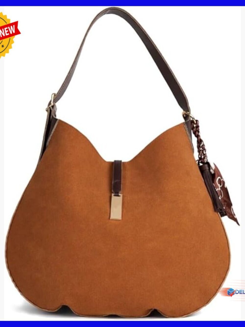 Medium Vegan Suede Hobo Bag with Magnetic Closure & Adjustable Strap